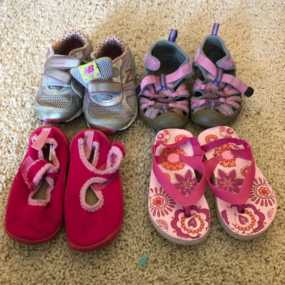 Set of 4 pairs toddlers girls shoes size 5